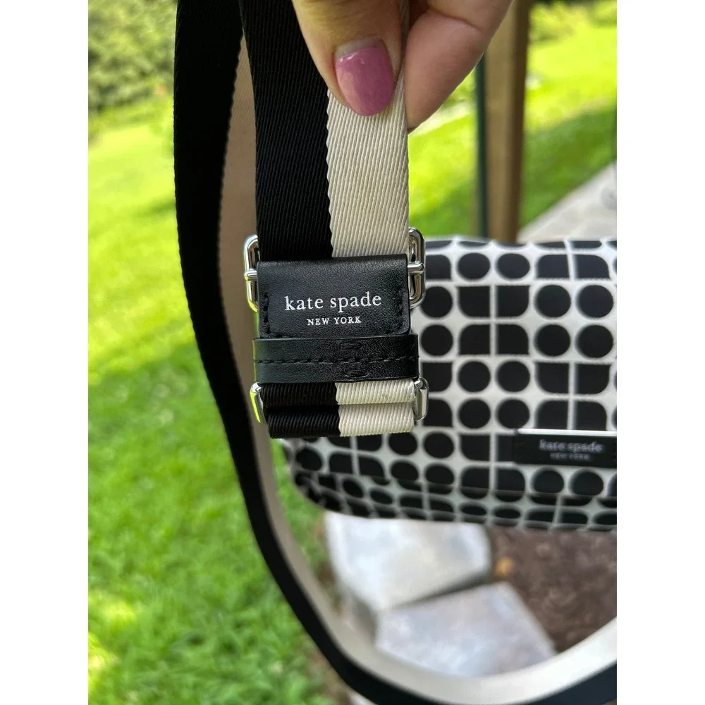 Kate Spade Noel Jacquard KF864 Convertible Crossbody Shoulder Bag Black